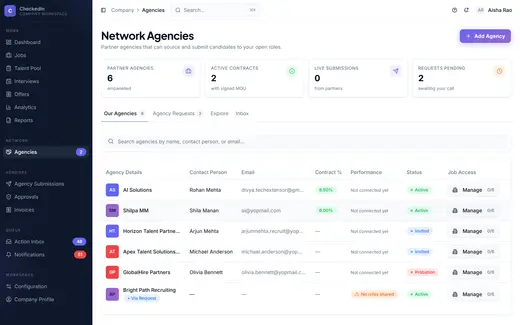CheckedIn agency partners screen