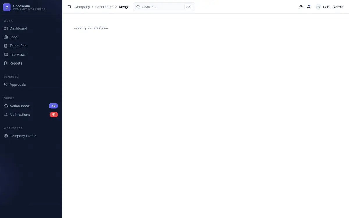 Merge review, showing two candidate records side by side field by field