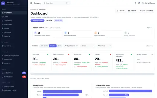 CheckedIn dashboard screen