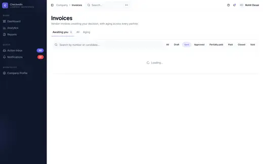 CheckedIn invoices screen
