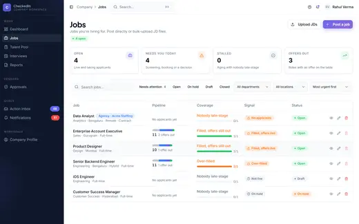 CheckedIn roles screen